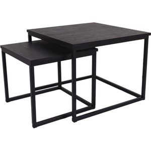MaximaVida vierkante salontafel set Chicago XL zwart 60 cm - pinewood fineer