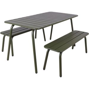 MaximaVida metalen picknickset Max 150 cm olijfgroen – 3-delig