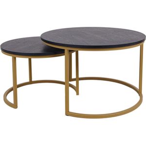 MaximaVida ronde salontafel set Chicago XL 75 cm champagne goud - pinewood fineer