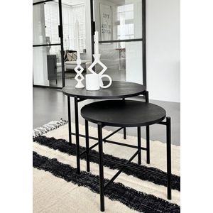 MaximaVida salontafel set Chicago 62 en 49 cm kruisframe zwart - pinewood fineer