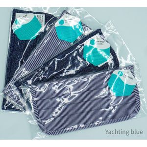 4 Mondkapjes - set van 4 stuks - 2 grijs gestreept en 2 jeans - wasbaar -3 laags antibacterieel - ecologisch katoen - mondmasker - bac pure - niet medisch - metalen beugel - bril beslaat niet - 100 x wassen - herbruikbare mondkapjes