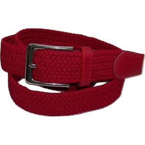 Rood - Elastische Comfort Riem - maat 105 cm - Gevlochten - 100% Elastisch - Nikkelvrije Gesp