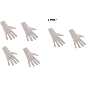 3x Paar Witte handschoenen luxe katoen de luxe mt.XXL- Prinsen handschoenen raad van elf sinterklaas kerstman