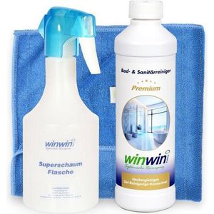 winwinCLEAN Bad & Sanitair Reiniger 500ml + Badjuweel + Schuimfles