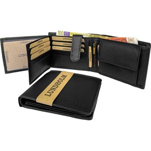 Lundholm Leren Heren portemonnee heren zwart leer - compact, stevig en veilig met RFID anti skim -  mannen cadeautjes cadeau voor man