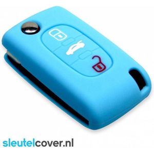 Autosleutel Hoesje geschikt voor Peugeot - SleutelCover - Silicone Autosleutel Cover - Sleutelhoesje Lichtblauw