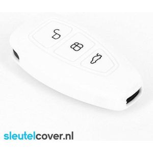 Autosleutel Hoesje geschikt voor Ford - SleutelCover - Silicone Autosleutel Cover - Sleutelhoesje Wit