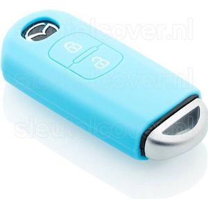 Autosleutel Hoesje geschikt voor Mazda - SleutelCover - Silicone Autosleutel Cover - Sleutelhoesje Lichtblauw