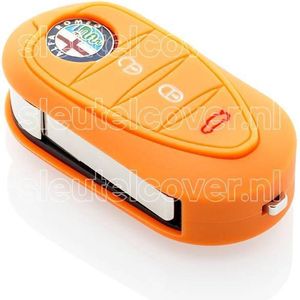 Autosleutel Hoesje geschikt voor Alfa Romeo - SleutelCover - Silicone Autosleutel Cover - Sleutelhoesje Oranje