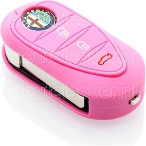 Autosleutel Hoesje geschikt voor Alfa Romeo - SleutelCover - Silicone Autosleutel Cover - Sleutelhoesje Roze