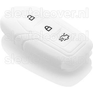 Autosleutel Hoesje geschikt voor Ford - SleutelCover - Silicone Autosleutel Cover - Sleutelhoesje Wit