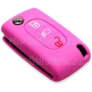 Autosleutel Hoesje geschikt voor Peugeot - SleutelCover - Silicone Autosleutel Cover - Sleutelhoesje Roze