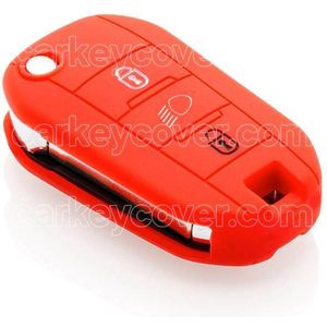 Autosleutel Hoesje geschikt voor Peugeot - SleutelCover - Silicone Autosleutel Cover - Sleutelhoesje Rood