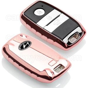 Autosleutel Hoesje geschikt voor Hyundai - SleutelCover - TPU Autosleutel Cover - Sleutelhoesje Rose Goud Hoogglans