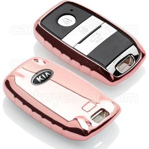 Autosleutel Hoesje geschikt voor Kia -SleutelCover - TPU Autosleutel Cover - Sleutelhoesje Rose Goud Hoogglans