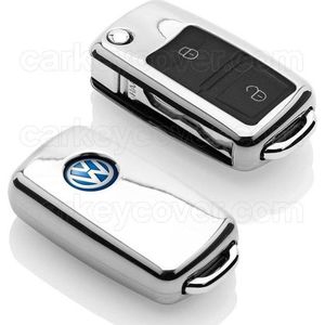 Autosleutel Hoesje geschikt voor Volkswagen / VW - SleutelCover - TPU Autosleutel Cover - Sleutelhoesje Chrome / Hoogglans Zilver