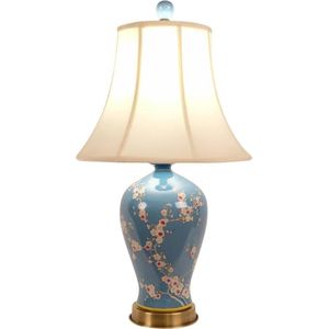Fine Asianliving Chinese Tafellamp Porselein Handgeschilderde Sakura Blauw