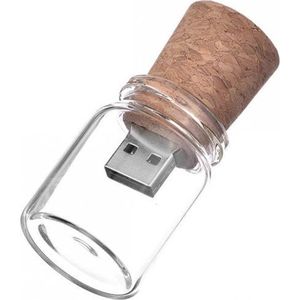 Glazen fles met kurk usb stick 64GB -1 jaar garantie – A graden klasse chip