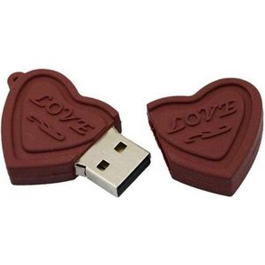 Chocolade hart usb stick 16GB -1 jaar garantie – A graden klasse chip