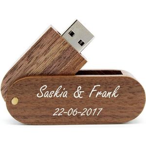 Hout twister walnoot usb stick bedrukken. Vanaf 1 stuk. 16gb