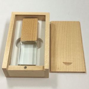 Kristal usb stick in hout doos 32GB