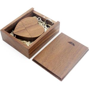 Walnoot hout hart usb stick in hout doos 64GB