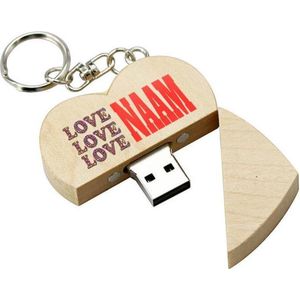 Valentijn cadeau hout hart usb stick met naam 8gb - model 1011 – hartje Valentijnsdag cadeau, Valentijnscadeau, Liefde cadeau, Liefdescadeau