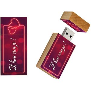 Ik hou van je hout rechthoek usb stick 64gb model 1013 – I love you, Valentijnsdag cadeau, Liefde cadeau, Liefdescadeau