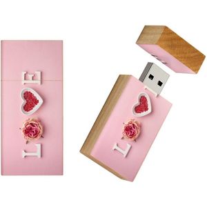 I love you hout rechthoek usb stick 8gb model 1018 – Valentijnsdag cadeau, Liefde cadeau, ik hou van jou, valentijn cadeautje,