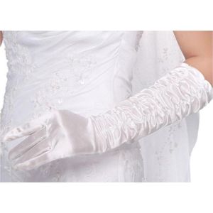 Witte Lange satijnen Gala handschoenen - Amani Bianco
