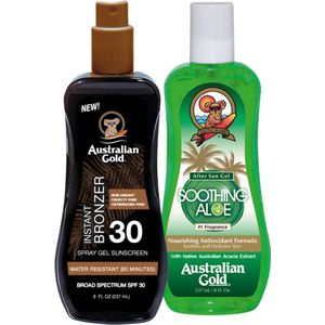 Australian Gold SPF30 met BRONZER + SOOTHING GEL
