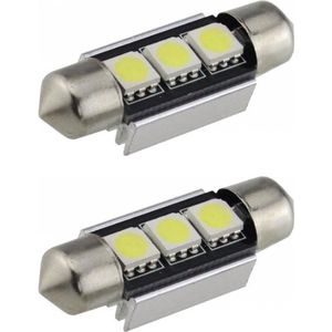 Auto C5W LEDlamp 2 stuks | LED festoon 39mm | 3-SMD xenon wit 6500K | CAN-BUS | 12 Volt