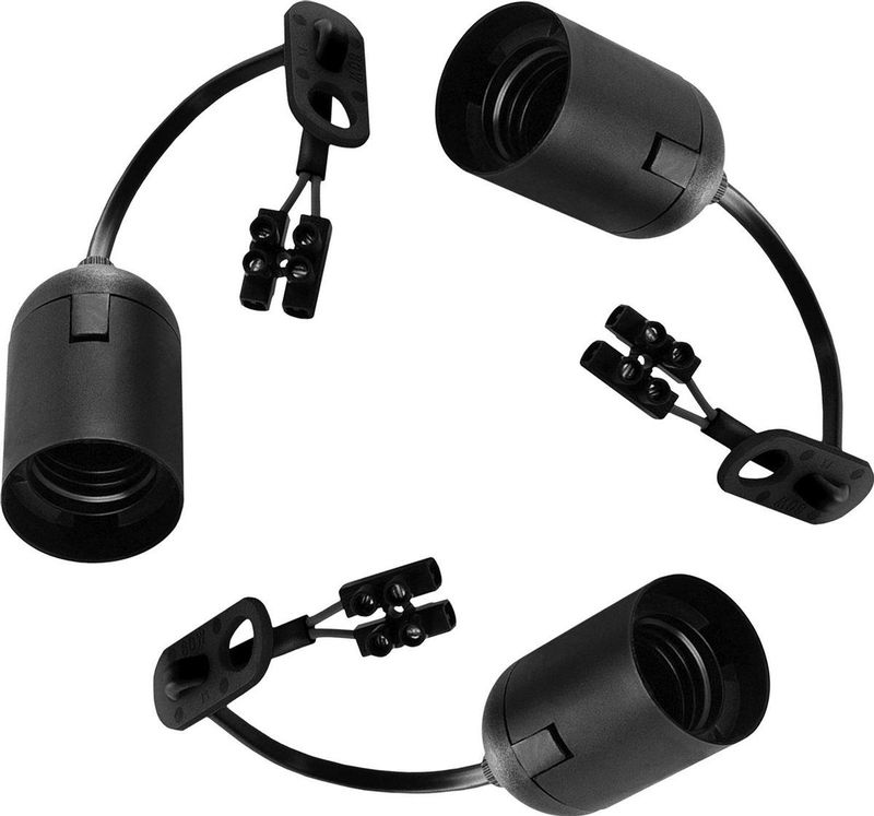 Fitting 2 stuks | LED lamp verhuisfitting | E27 fitting - kroonsteen - trekontlasting | zwart