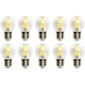 Kogellamp 10 stuks | G45 E27 LED lamp | 4W=40W | warmwit filament 2700K
