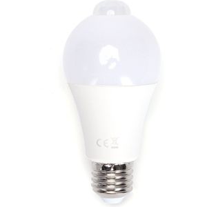 E27 LED Lamp - Gloeilamp A60 met IR Bewegingssensor - 6W=50W - Daglichtwit 6500K