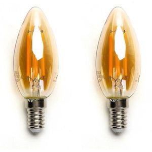 Kaarslamp E14 2 stuks | 4W=40W warmwit | 2200K - amber glas