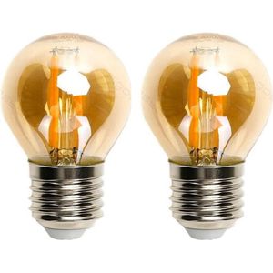Kogellamp E27 2 stuks | 6W=50W warmwit | 2200K - amber glas
