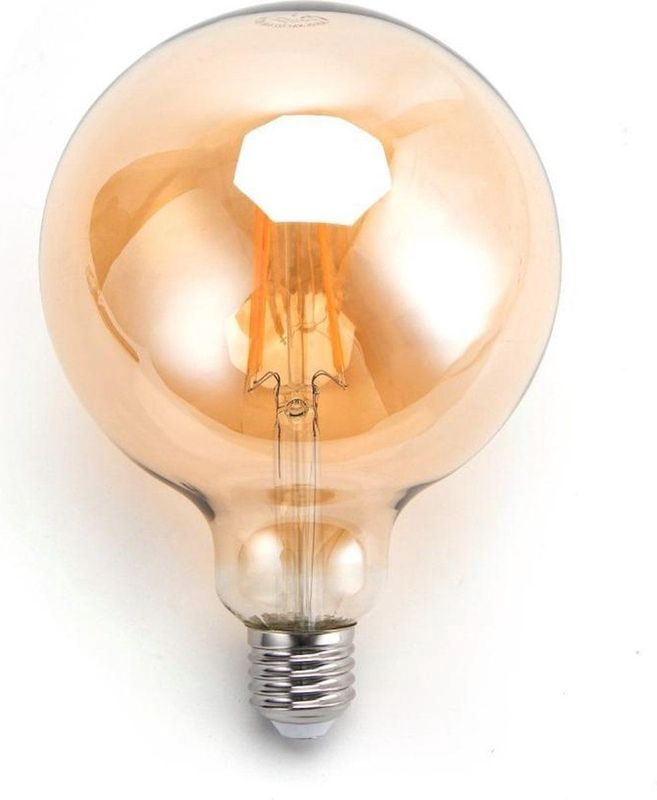 Globe gloeilamp G125 - E27 - amber glas | 6W=45W | flame filament 2200K
