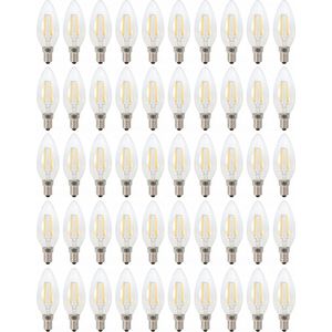 Kaarslamp E14 - 50 stuks | LED 4W=40W traditioneel licht | warmwit filament 2700K - 230 Volt