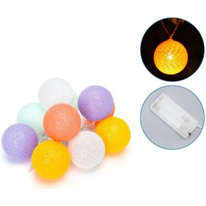 Lichtsnoer 10 x lamp multikleur | 2 meter katoenlook | 2 AA batterijen