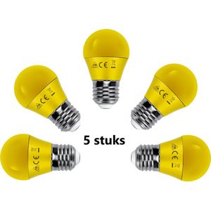 G45 - Kogellamp - Geel Licht - 5 Stuks - E27 - LED 4W