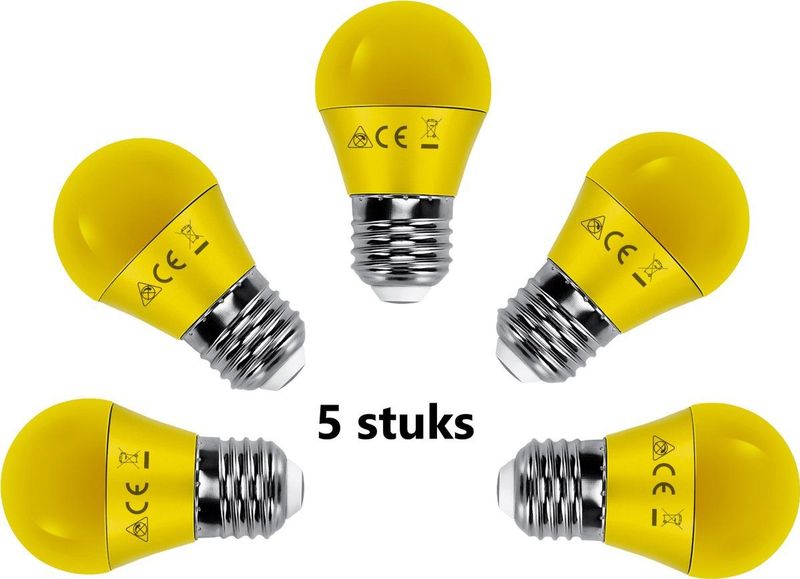 G45 - Kogellamp - Geel Licht - 5 Stuks - E27 - LED 4W