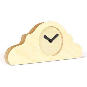 KLOQ Mantelklok Blank Hout - Blank Hout & Zwarte wijzers