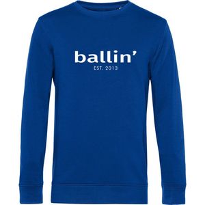 Heren Sweaters met Ballin Est. 2013 Basic Sweater Print - Blauw - Maat XS