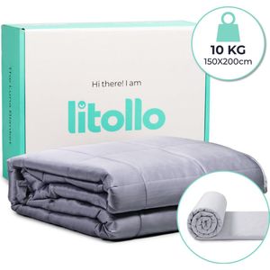 Litollo Verzwaringsdeken 10 kg met Buitenhoes - Weighted Blanket - Duurzaam Bamboe Materiaal - Grijs - 150x200cm