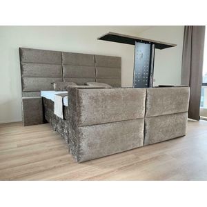 Boxspring 200x210 + TV Lift Royal Croco Compleet met Pocktervering matrassen en Tencel Topper