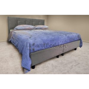 Boxspring 120x210 Miami Grijs Velours Incl. Pocketvering 9-zones matras HR45 Koudschuim ca. 21 cm dik.