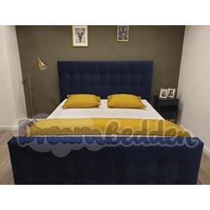 Boxspring 160x220 incl 7-zones pocketvering matras & Voetbord Sofia Blue Velvet