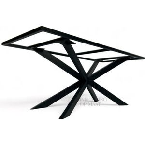 Tafelpoot Spider - Zwart Gepoedercoat - Metaal - Tafel onderstel incl. Frame - 75cm hoog - Ral 9005 - 190x80