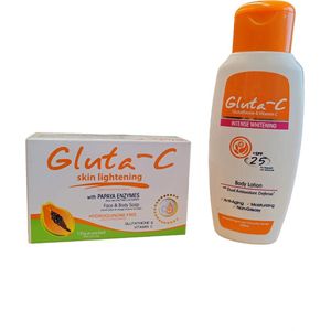 Gluta C Intense anti-pigment bodylotion SPF25 150gr + Gluta-C Skin Lightening zeep 135 gram